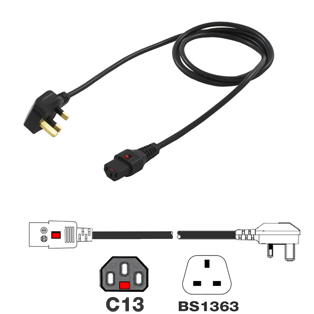 IEC-LOCK C13 Female - UK Mains Lead