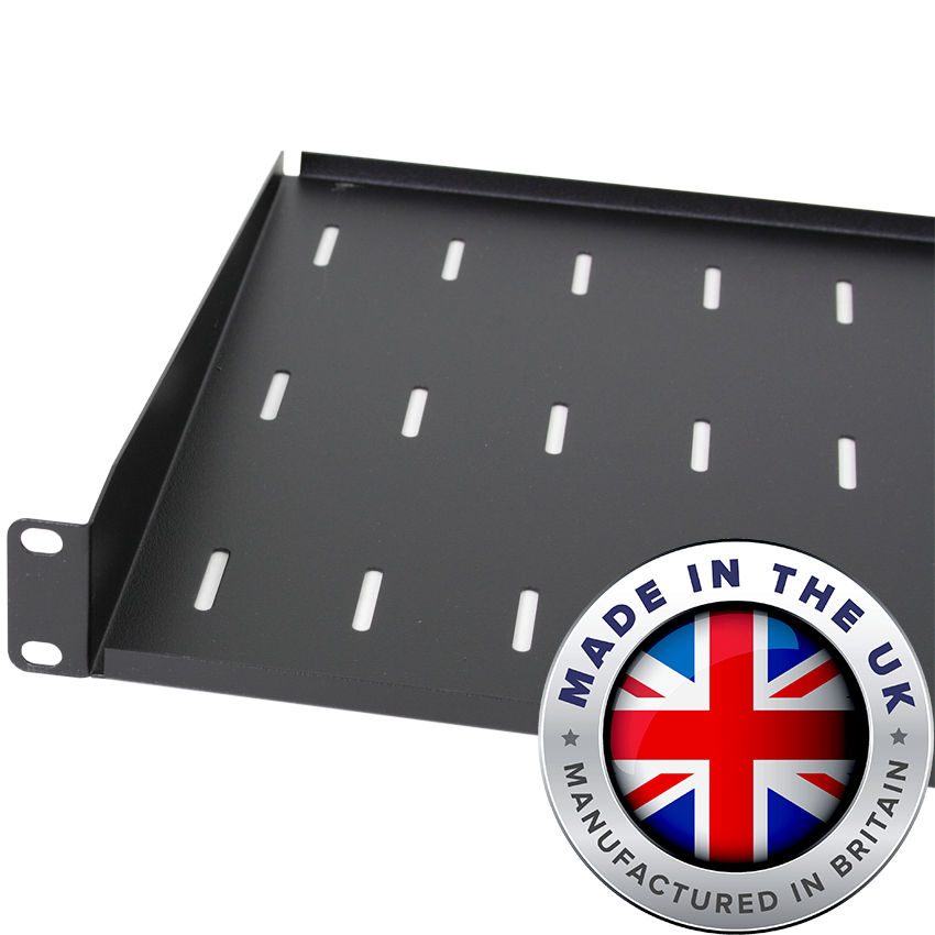 300mm Deep UK Made Front Mounting Modem Shelf (1u)